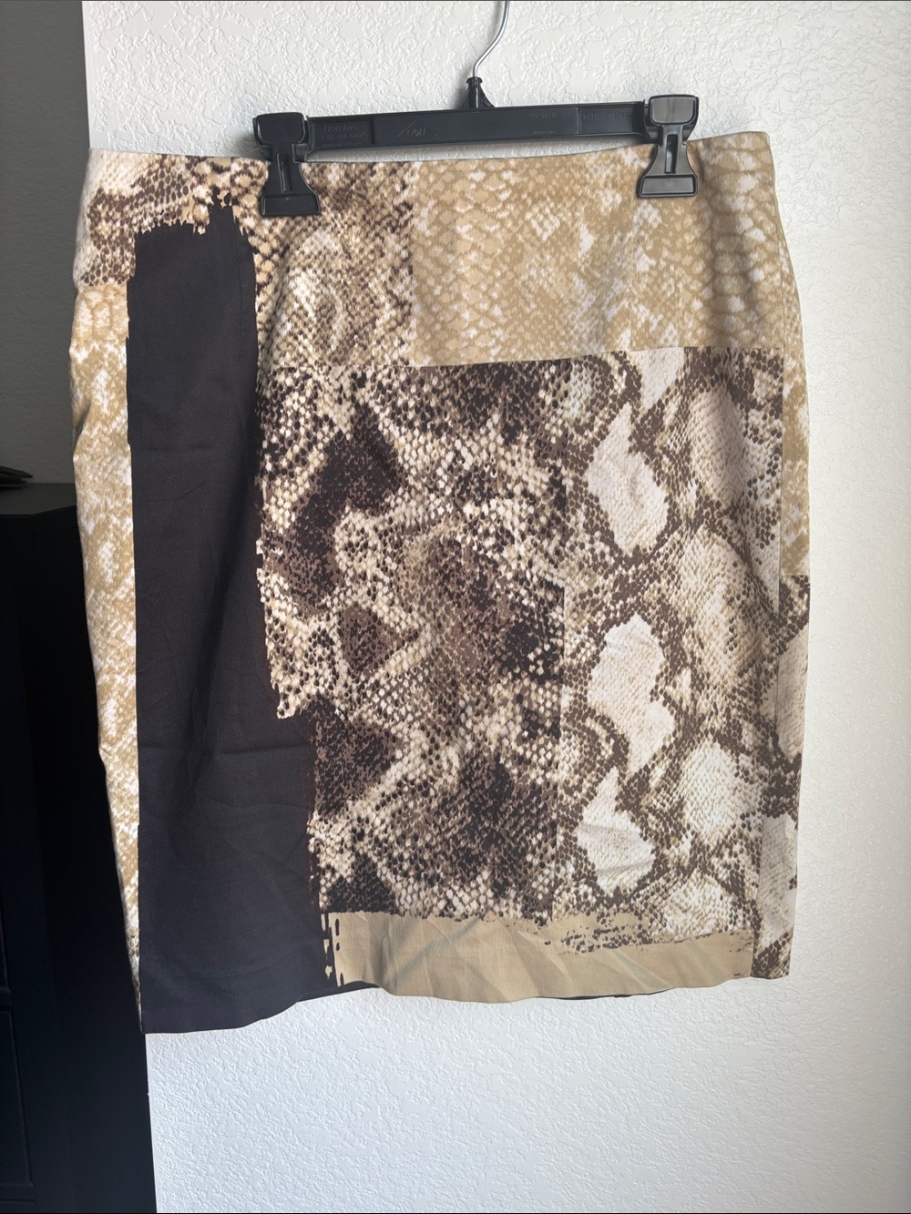 Elie Tahari Snake-Print Pencil Skirt in Brown and Black